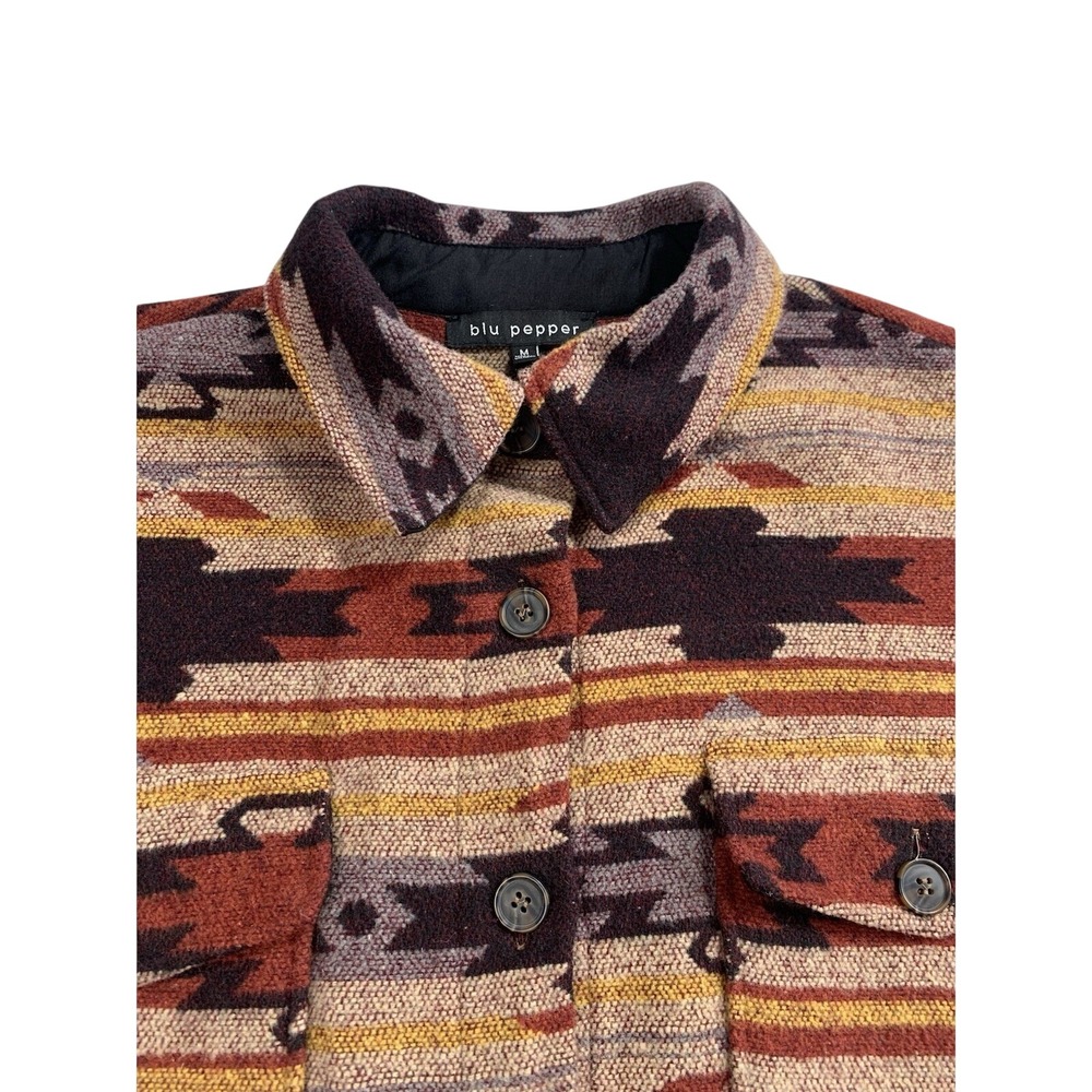 Blu Pepper Aztec Southwestern Shacket Jacket Women's M Button Front